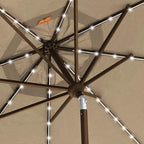 EliteShade USA 10-Year-Non-Fading Solar 9ft 3 Tiers Market Umbrella with 80 LED Lights Patio Umbrellas Outdoor Table with Ventilation,Heather Beige
