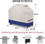 Grill Cover for Outdoor Grill 600D Heavy Duty 64Inch Waterproof,UV & Fade Resistant,BBQ Cover with Adjustable Straps,BBQ Grill Cover for Weber,Blackstone,Charbroil etc,Blue with Print