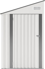 4×8 FT Outdoor Metal Storage Shed,Heavy-Duty Lean to Storage Shed with Lockable Single Side Hinge Door,Waterproof Metal Storage Tool House W/Sloping Roof,Air Vent&Protect Film,for Backyard,White