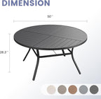 VICLLAX Outdoor Patio Round Dining Table, 50"x 50" Spliced Metal Tabletop for Deck Lawn Garden Backyard, Black