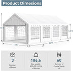 GREEN PARTY 13x26FT Party Tent Heavy Duty, Large Wedding Event Shelters with 3 Carry Bags & Removable Sidewalls, Outdoor Canopy Gazebo Commercial Tent for Carport Camping Garden Patio