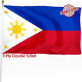 Philippines Filipino Flag 3x5 ft Outdoor, Double Sided 3 Ply Heavy Duty National Flag for PH, 100% Quality Polyester Filipino Banner with Brass Grommets 4 Rows Stitches