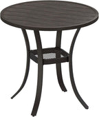 DIFY 27.6" Round Patio Dining Table, Outdoor Bistro Table with Rust Resistant Metal Frame, Ideal for Lawn, Backyard and Deck, Dark Grey