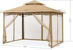 MASTERCANOPY Outdoor Garden Gazebo for Patios with Stable Steel Frame and Netting Walls (10x12,Beige)