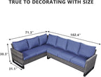 HUMMUH Patio Furniture 10 Piece PE Wicker 6-Seater Outdoor Sectional Sofa Patio Swivel Chairs Outdoor Chairs with Tables for Porch,Garden,Backyard,Deck