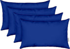 RSH DECOR: Sunbrella Lumbar Throw Pillows Set of 4 | 20" x 12" | Water and Fade-Resistant Performance Fabric | Outdoor Pillow Covers with Down-Alternative Inserts | Canvas True Blue