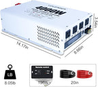 4000W Power Inverter 12V DC to 110V 120V AC (Peak 8000W) for RV, Truck, Off-Grid, Solar, Home & Vehicles | 4 AC Outlets, 3.1A USB Port | LCD Display, Remote Controller (16.5Ft Cable) & Hardwire Kit
