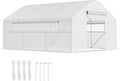 Outsunny 13' x 10' x 6.5' Hoop House Greenhouse with Large Windows and Zippered Door, Large Walk-in Tunnel Green House with Upgraded Galvanized Steel Frame, PE Cover, Gardening Plant Hot House, White