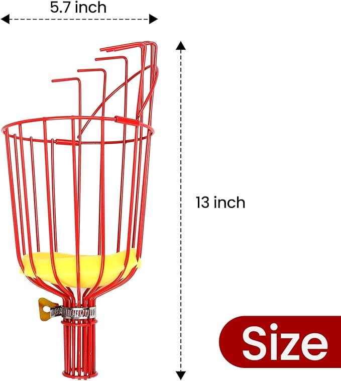 Fruit Picker Pole with Basket Segmented Fruit Picker Pole Tool for Apple Avocado Cherry Lemon Mango Orange Peach Picking(40-160") 12FT