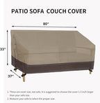 Easy-Going Waterproof Outdoor Couch Cover, Heavy Duty 3-Seater Patio Sofa Cover, Winchdproof Outdoor Furniture Cover with Air Vent (80Wx37Dx33H inch, Camel/Dark Brown)