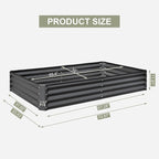 Domi Galvanized Raised Garden Bed, 6x3x1Ft Thickening Metal Planter Box for Vegetables Bottomless for Backyard Outdoor, 1" Deep w/ 128 Gallon Capacity - Dark Gray