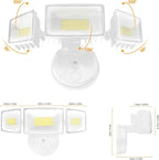 Onforu 80W 9000LM Flood Lights Outdoor, Brightness Security LED Flood Lights with 3 Adjustable Heads, Switch Controlled, IP66 Waterproof 6500K Outside Exterior Flood Light for Yard Garage Eave Patio