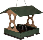 JCS Wildlife Medium Poly Fly-Thru Bird Feeder w/Removable Seed Tray - Holds 4 Cups of Bird Seed to Attract Cardinals, Chickadees, and More Backyard Birds (Green)