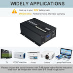 WZRELB 1500W Pure Sine Wave Inverter 24VDC to 120VAC Solar Power Converter Truck RV Home LCD Display
