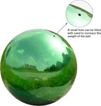 Nerien 10 Inch Gazing Ball, Stainless Steel Garden Mirror Globe, Polished Ornament Sphere, Hollow Floating Reflective Hemisphere, Home Outdoor Pond Housewarming Swimming Pool Decoration Gift, Green