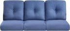 Pop 22x25/22x24 Outdoor Cushions for Patio Couch Chairs Set of 3 - High Back Outside Seat Cushions for Wicker Rattan Dining Rocker Glider Loveseat 3-Seater Sectional Sofa - Navy Blue/Button