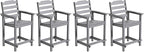 OTSUN Tall Adirondack Chairs Set of 4 with Connecting Tray, 24 inches HDPE Bar Height Outdoor Chairs, All Weather Resistant for Balcony, Porch, Kitchen (4 PCS, Grey)