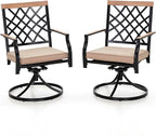 PHI VILLA Swivel Patio Chairs Set of 2 Outdoor Dining Rocker Chair Support 300 lbs for Garden Backyard Bistro Furniture Set with Cushion, Black