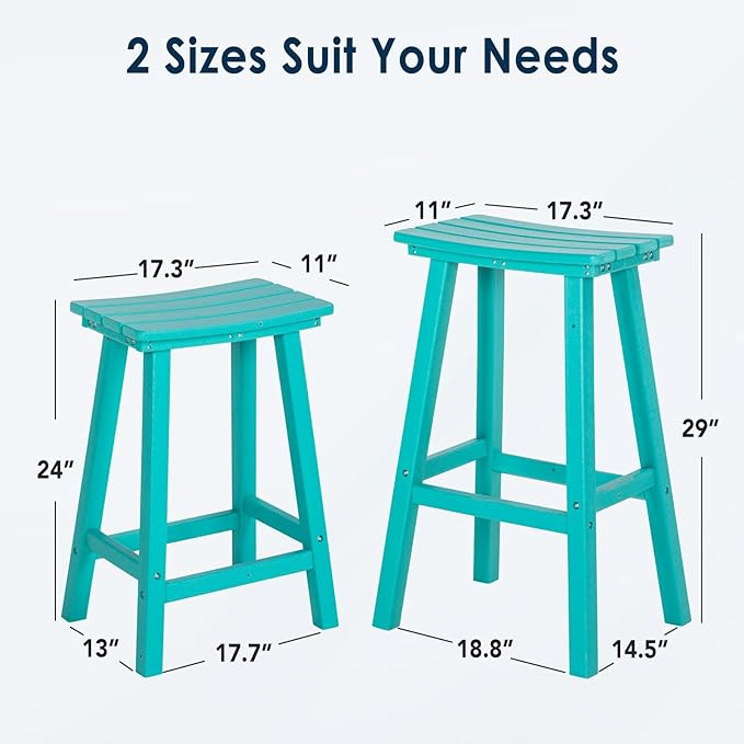 nalone 29 Inch Outdoor Bar Stool, HDPE Bar Chairs with Footrest, Weather Resistant Waterproof Bar Stools Outside Bar Height Stools for Bar, Kitchen Counter, Yard, Balcony (Aruba, 29'' Barstools)