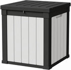 50 Gallon Storage Box, Waterproof Deck Box for Indoor & Outdoor Use, Lockable Pool Storage Bin for Package Delivery, Outdoor Bench for Patio Cushions, Garden Tools, Backyard, Black & White