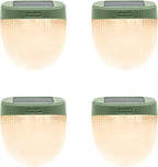 Vego garden Rippled Solar Garden Lights with Auto Sensors Magnetize Securely to Raised Beds, IPX4 Waterproof Outdoor LED Light for Patio & Yard Olive Green, 4 Pack