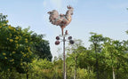 Metal Rooster with Chicks Garden Spinner,79" Large Metal Kinetic Wind Spinner for Outdoor Garden Yard Decor,Antique Copper Chicken Rooster Sculpture Statue Yard Art Wind Spinner for Patio Lawn