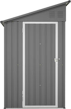 4×8 FT Lean to Metal Shed,Outdoor Heavy-Duty Storage Shed with Floor Base,All Weather Waterproof Garden Tool House W/Lockable Door&2 Air Vents,Reversible Door Design,for Backyard,Patio,Lawn,Gray