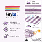Midtown Umbrellas The Wooden 2-10 Feet Large Patio Umbrella, Terylast Purple & White Stripes Fabric, Aluminum Frame For Backyard Umbrella, Deck Umbrella, Garden Umbrella & Pool - Wooden Pole