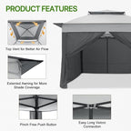 COOS BAY 11x11 Pop-up Instant Gazebo Tent with 4 Sidewalls Outdoor Canopy Shelter with Carry Bag, Stakes and Ropes, Gray