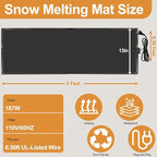 Heated Snow Melting Mats, 5ft x 13in Roof Heat Tape,Heater Ice Dam Prevention Heated Outdoor Mats Electric Snow Melting Mats for Winter Snow Removal (5 ft x 13 in)