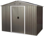 8 x 6 FT Outdoor Storage Shed, Metal Garden Shed with Floor Frame, Large Tool Shed Outdoor Storage with Lockable Sliding Doors & Air Vents, Storage House Waterproof for Backyard, Lawn, Gray