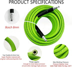 5800PSI/400Bar Ultra Flexible Pressure Washer Hose for Bosch Home Cleaning, 5M-30M High Pressure Extension Tube with Quick-Connect Adapter,(Red/Blue/Yellow/Green/Grey/Orange/Light Blue)(Green,64FT)