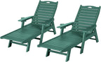 nalone Chaise Lounge Set of 2 Outdoor with 5-Position Adjustable Backrest, HDPE Lounge Chair for Outside Supports Up to 400 LBS, Pool Lounge Chairs for Patio Poolside Deck Beach Backyard (Green)