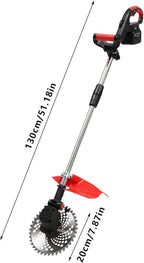 Electric Weed Wacker Eater Cordless, 21V Lightweight No-String Weed Trimmer with 2x3000mAh Batteries 3 in 1 Stringless Grass Trimmer/Edger/Brush Cutter with 3 Types Blade for Garden Yard Lawn