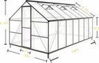 CQZY 8x14 FT Greenhouse for Outdoors, Polycarbonate Greenhouse with Quick Setup Structure and Roof Vent, Aluminum Large Walk-in Green House for Outside Garden Backyard, Dark Gray