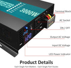 WZRELB 3000watt Pure Sine Wave Inverter 24V DC to 120V AC 60HZ with LED Display Car Inverter Generator (RBP300024B1)