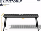 Outdoor Dining Table for 6, 70inch Patio Dining Table with Wooden-Like Top and Aluminum Frame, Rectangular Table with Umbrella Hole Outdoor Furniture, Only Table, Black