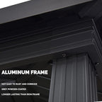 PURPLE LEAF 6' X 8' Hardtop Grill Gazebo for Patio Permanent Aluminum Barbeque Shelter Canopy with Ceiling Hook and Shelves Double Tiered Grey Outdoor BBQ Gazebo