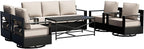 Outdoor Patio Furniture Set, 6-Piece Aluminum Patio Conversation Set All-Weather Metal Outdoor Sectional with 6 Inch Thick Cushions, Deep Setting for Garden, Outside and Porch
