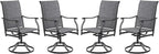 Swivel Patio Chairs Set of 4, Outdoor Patio Dining Chairs with Padded Textilene, Swivel & Rocker Metal Outdoor Dining Chairs All-Weather for Backyard, Gray Fabric with Black Frame