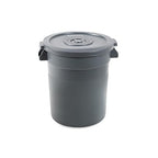 PRO&Family 20 Gallon Trash Can with Lid Round Ingredient Storage Containers Recycling Bin Kitchen Garbage Can Office Garbage Can Trash Barrel Plastic Barrel Yard Waste Bin Outdoor Trashcan (1, Gray)