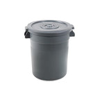 PRO&Family 20 Gallon Trash Can with Lid Round Ingredient Storage Containers Recycling Bin Kitchen Garbage Can Office Garbage Can Trash Barrel Plastic Barrel Yard Waste Bin Outdoor Trashcan (2, Gray)