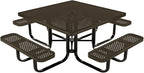 COATEDOUTDOORFURNITURE Heavy-Duty Portable Outdoor Kids Table with Umbrella Hole, Punched Steel Kids Picnic Table, Commercial-Grade, Made in America (46 in, Square, Childrens, Textured Brown)