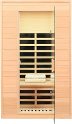 2 Person Infrared Sauna, Low EMF FAR Infrared Sauna for Home, 1500 Watts Canadian Hemlock Indoor Saunas with LED Reading Lamp, LCD Display-Control, Blue-Tooth Audio