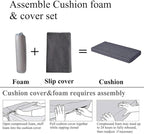 32 x 12 Inch Piano Bench Cushions for Indoor Furniture with Ties Non Slip Kitchen Dining Room Bench seat Cushion for Shoe Storage Ottoman Window Settee Pad, Gray