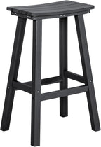 nalone 29 Inch Outdoor Bar Stool, HDPE Bar Chairs with Footrest, Weather Resistant Waterproof Bar Stools Outside Bar Height Stools for Bar, Kitchen Counter, Yard, Balcony(Black, 29'' Barstools)