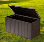 Outdoor/Indoor Storage Deck Box, 170 Gallon Capacity, Weather-Resistant Resin, Brown