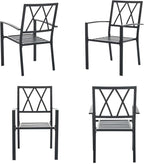 Outdoor Dining Chairs Set of 4, Aluminum Frame Stackable Patio Dining Chairs with Armrest, Wrought Iron Patio Bistro Chairs for Lawn, Backyard, Garden, Porch