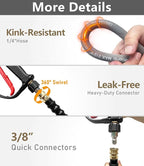 Pressure Washer Hose 150FT 4000 PSI, Kink Resistant Steel Braided Layer & NonMarking Rubber for Hot/Cold Water, High Power Washer Hose With 3/8 Inch Quick Connect & M22 Fitting, Gray