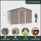 Kullavik 10FT x 8FT Outdoor Storage Shed,Waterproof Metal Tool Shed with Lockable Sliding Door and Air Vents,Metal Storage Shed for Garden,Patio,Backyard,Lawn